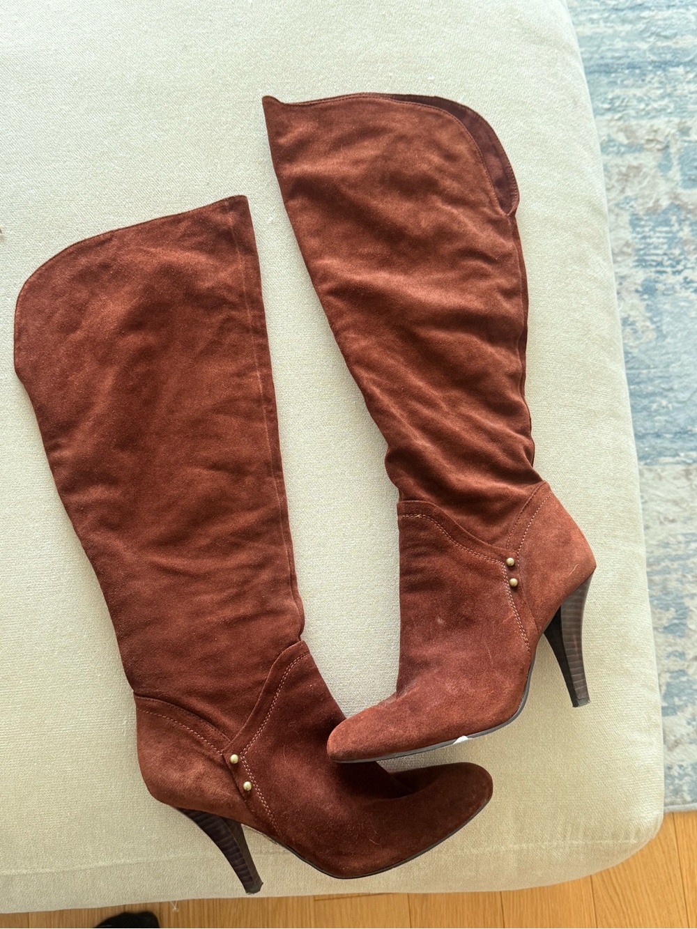 Nine West Tall Suede Over-the-Knee Boots in Rust Brown